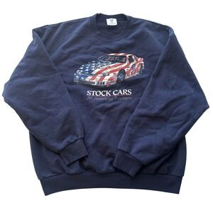 Jerzees Stock Cars An American Tradition Navy Blue Size XL Crewneck Sweatshirt
